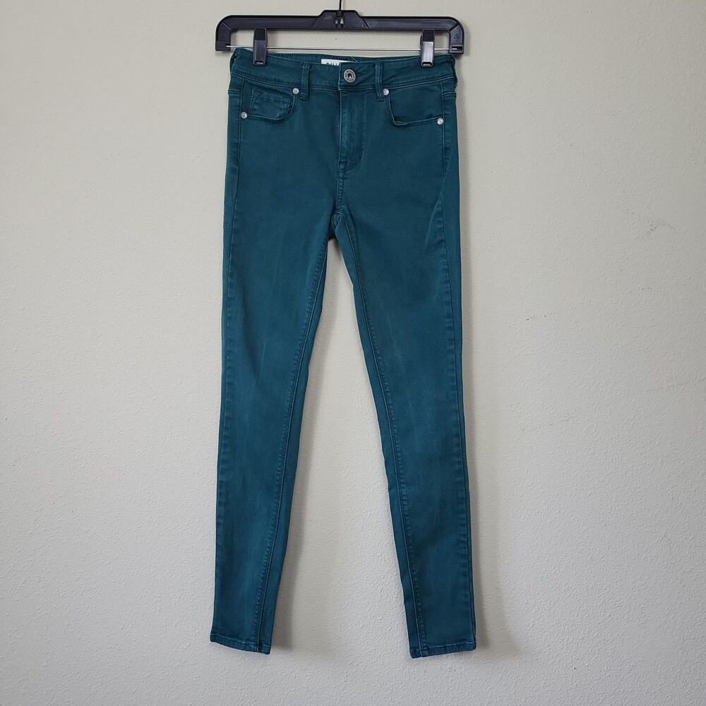 Bullhead Womens Green Slim‎ Fit High Rise Stretch Denim Skinny Jeans Size 0